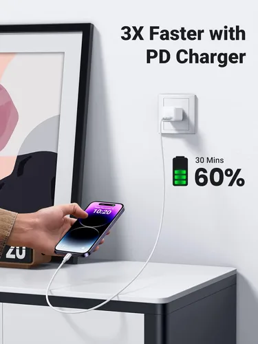 Vista 2 de UGREEN Cable USB C a Lightning: cable Lightning PD de carga rápida de 3 pies con certificación MFi compatible con iPhone 16/15/14/14 Pro/13/13