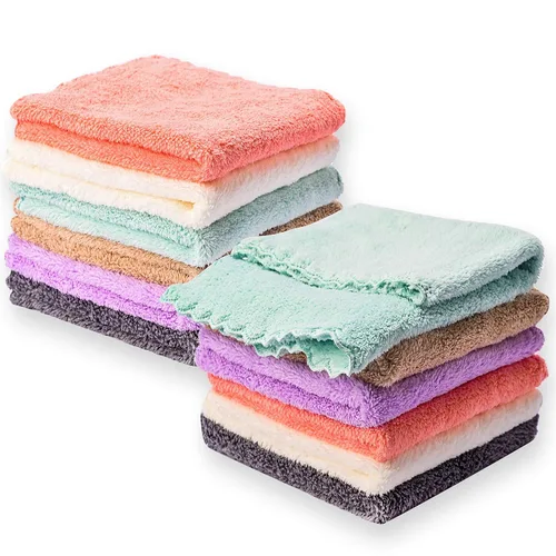 Vista 8 de Paños de microfibra para bebé de Kyapoo, paquete de 12 unidades, 12 x 12 pulgadas, coral, extra absorbentes y suaves para recién nacidos, bebés