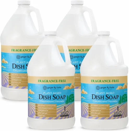 Vista 13 de Ginger Lily Farms Botanicals Jabón líquido para platos a base de plantas, fórmula concentrada con máximo poder de limpieza de grasa, libre
