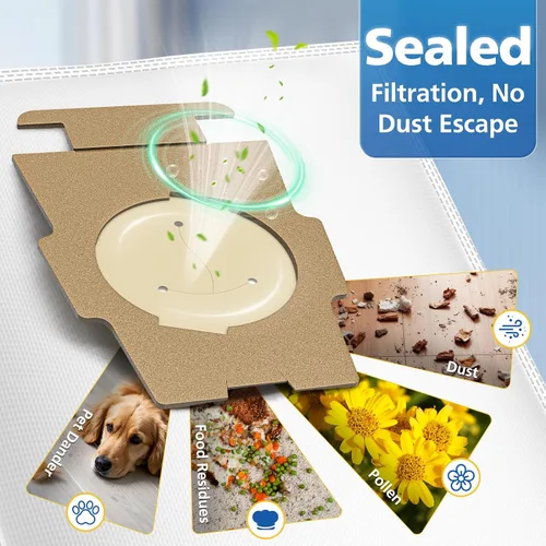 Vista 5 de Paquete de 10 filtros HEPA 204814 Plus bolsas compatibles con aspiradoras 205811 204811 204808 para Avalir Sentria Ultimate G Series, sustituye al