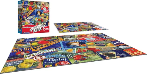 Vista 3 de RoseArt - Colección Smithsonian Archives - Etiquetas de cajas de frutas - Rompecabezas de 1000 piezas para adultos