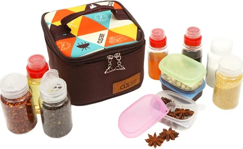 Vista 8 de Joyeee Kit de especias vacías para campamento, plástico seguro, PET, 3 botellas de especias líquidas de 2.7 onzas y 3 tarros de especias de 3.3