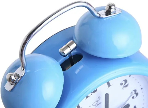 Vista 5 de SHISEDECO - Reloj despertador de 3 pulgadas, con doble campana, alarma fuerte, silencioso, analógico, de cuarzo, con luz nocturna, operado por