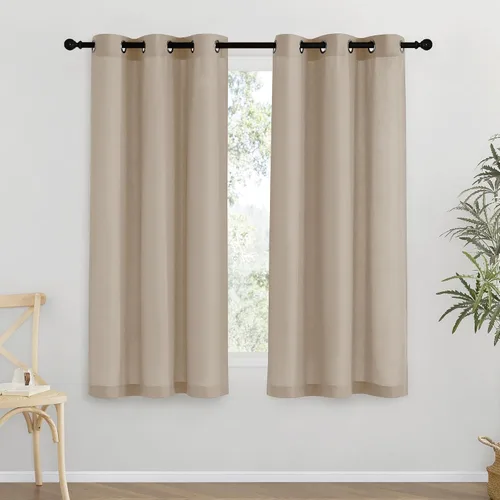 Vista 245 de NICETOWN - Cortinas de lino angora para ventana de cocina sobre el fregadero, con ojales, lino grueso angora, tratamientos cortos para ventanas