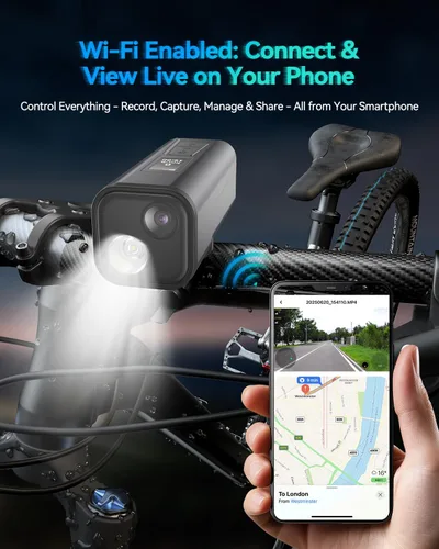 Vista 3 de Cámara de bicicleta 4K con seguimiento GPS, computadora de ciclismo y faro – Spedal S1 30FPS Action Cam con 6 ejes EIS, gran angular de 132°