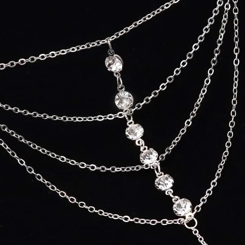 Vista 4 de Suyi - Pulsera con anillo, cadena y diamantes de imitación para mujeres y chicas
