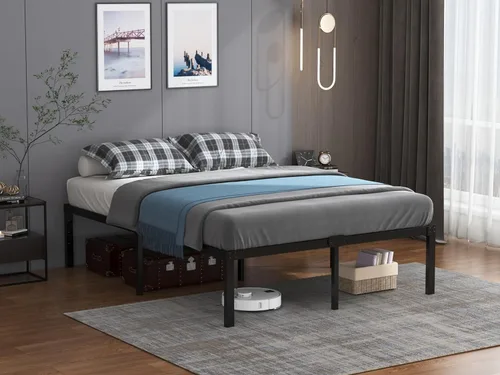 Vista 4 de AROMUSTIM Base de cama Queen – Base de cama de plataforma de metal de 14 pulgadas de alto, no necesita somier, marco de cama de tamaño Queen