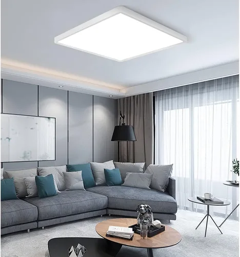 Vista 2 de Lámpara LED de Techo Empotrada, 2800K Blanco Cálido, 12 pulgadas 24W, 3200LM, Luminaria de Panel Plano Delgado, Lámpara de Techo Cuadrada Moderna