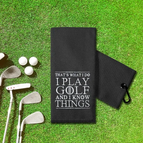 Vista 6 de TOUNER That's What I Do I Play Golf and I Know Things - Toallas de golf bordadas, divertida bolsa de golf, regalos para hombres, mujeres, golfistas