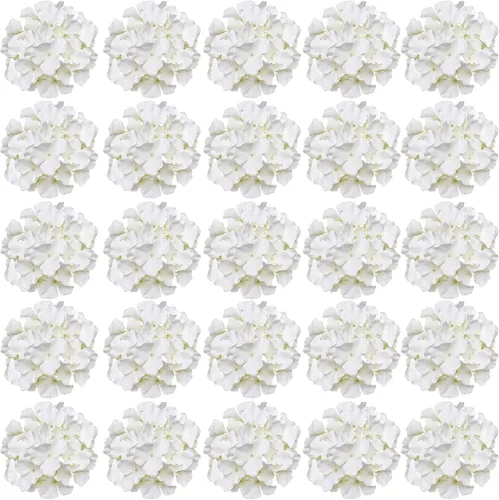 Vista 9 de FagusHome 30 piezas de cabezas de hortensias artificiales de seda, cabezas y tallos de hortensias artificiales para decoración del hogar y boda Azul