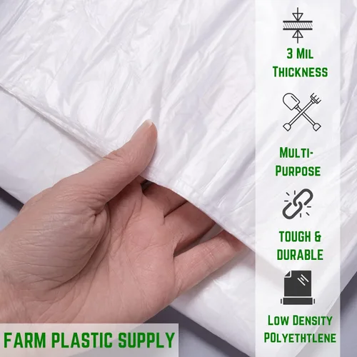 Vista 2 de Farm Plastic Supply - Láminas de plástico transparente - 3 mil - (3' x 100') - Láminas de plástico grueso, cubierta de barrera de vapor