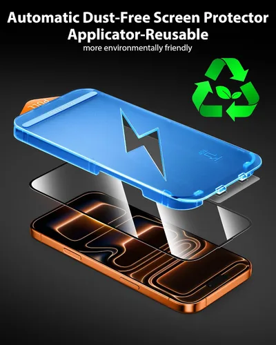 Vista 8 de Mkeke Protector de pantalla de privacidad para iPhone 17 Pro, 3 unidades, vidrio templado 9H+ [protección contra caídas de grado militar de 16 pies]