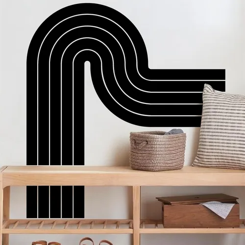Vista 12 de Kazova - Calcomanía de arco de pared marrón - Grandes calcomanías modernas de estilo boho para cabecero, abstractas, retro, para despegar y pegar