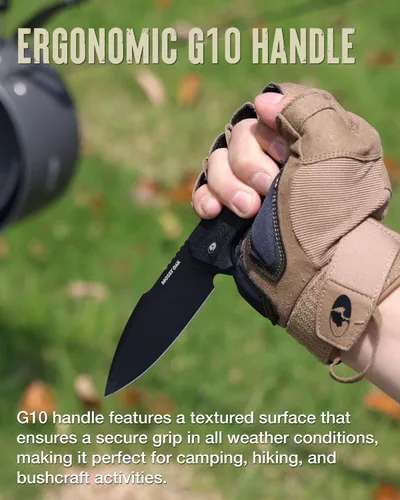 Vista 3 de Mossy Oak Cuchillo de hoja fija para exteriores, cuchillo de acero D2 de espiga completa de 8 pulgadas con funda Kydex, mango G10, cuchillo
