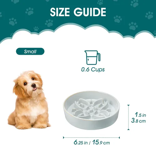 Vista 2 de vancasso Recipientes de alimentación lenta para perros de cerámica, cuencos de comida para perros con rompecabezas y laberinto floral, plato Gris
