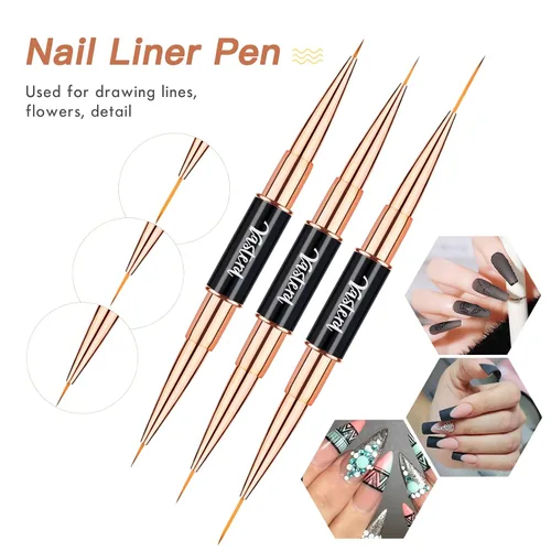 Vista 5 de Yasterd Juego de pinceles para arte de uñas, 5 pinceles profesionales de doble punta para arte de uñas Long Lines,Thin Liner brush for Nails