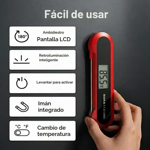 Vista 5 de Termómetro profesional 3 veces más rápido de 0.5 segundos para carne de lectura instantánea, digital, alta precisión ± 0.5 °F, impermeable IP67