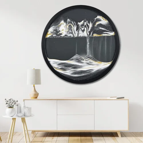 Vista 9 de Decoración artística de arena móvil de 17.3 pulgadas, pintura 3D giratoria de 360 grados, arte de pared de vidrio, decoración de sala de estar