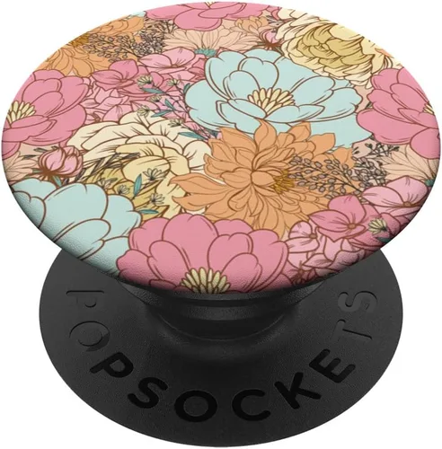 Vista 6 de Spring Flowers Retro PopSockets MagSafe PopGrip estéticos florales con diseño de flores silvestres para iPhone