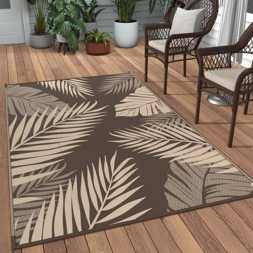 Vista 64 de GENIMO - Alfombra para exteriores de 6 x 9 pies, para patio, espacios amplios, reversible, de pajillas de plástico, alfombra impermeable para Azul