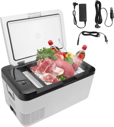 Vista 2 de Refrigerador portátil para automóvil, 12/24 V CC y 110-240 V CA (-4 °F ~ 68 °F) 18 L/19 cuartos de galón, mini refrigerador para RV, furgoneta