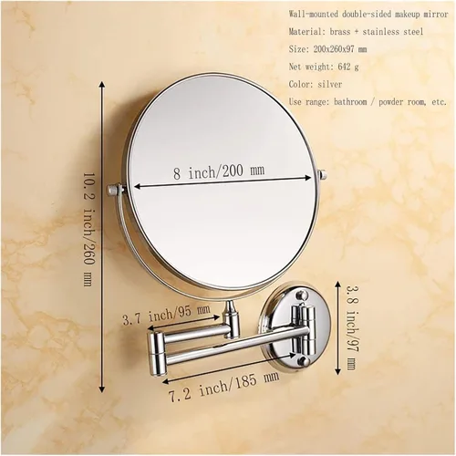 Vista 7 de Wall-Mounted Makeup Mirror Wall Mount 8 Inches Vanity Makeup Mirror 3X Magnified Polished Chrome Finish 360 Degree Swivel