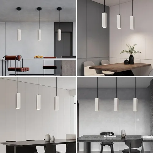 Vista 6 de Lámpara colgante lineal de hormigón, LED industrial colgante de cemento colgante para cocina, isla, comedor, dormitorio, mesita de noche, pequeñas