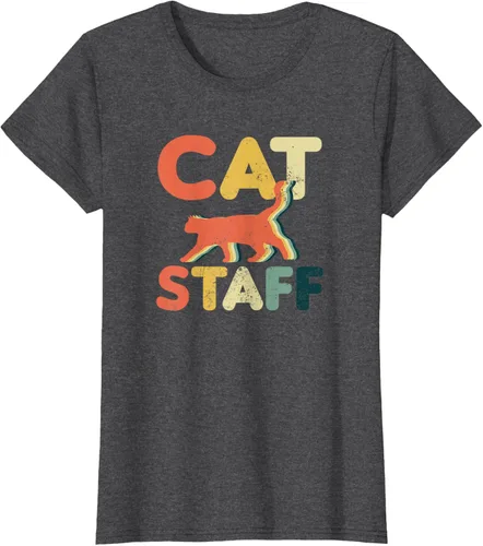 Vista 4 de Cat Servant Design Vintage Retro Staff Gift T-Shirt for Men Women