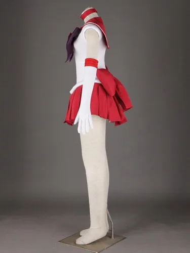 Vista 4 de OURCOSPLAY Traje de cosplay para mujer Sailor Moon Hino Rei, 6 piezas