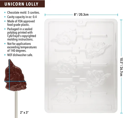 Vista 3 de Cybrtrayd Life of the Party Unicorn Lolly - Molde de caramelo de chocolate