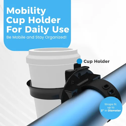 Vista 6 de Portavasos de movilidad para adultos, paquete de 2 – Soporte portátil para bebidas para silla de ruedas – Compatible con andador, andador