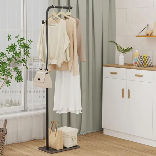 Vista 7 de OUTBROS Perchero de abrigos, perchero de ropa portátil en forma de L con gancho, perchero moderno, perchero de ropa de metal resistente