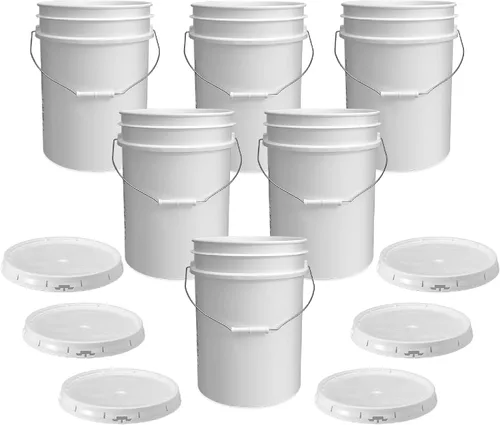 Vista 12 de Cubo de 5 Galones con Tapa Hermética Fabricado en EE. UU. Grado Alimenticio Plástico Premium HPDE Resistente Cubo Multiusos Duradero de 90