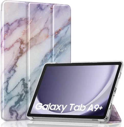 Vista 30 de MoKo para Galaxy Tab A9 Plus/A9+ Funda de 11 pulgadas 2023, funda de PC delgada con soporte y parte trasera translúcida para Galaxy Tab A9 Plus