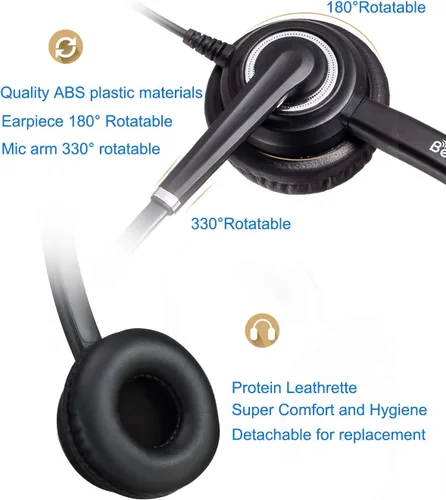 Vista 6 de MAIRDI Auriculares para teléfono celular con micrófono con cancelación de ruido, auriculares para computadora portátil de 0.138 in Jack para trabajo