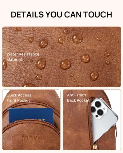 Vista 186 de Telena Riñonera pequeña para mujer, de cuero, cangureras, bolsa de pecho para mujer