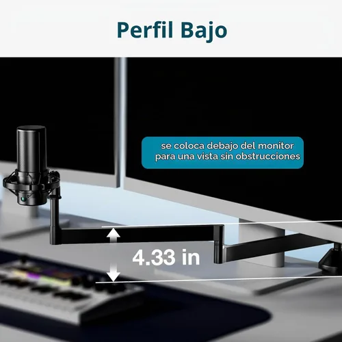 Vista 2 de InnoGear Brazo de Micrófono de Perfil Bajo, Soporte de Brazo de Micrófono Giratorio de 360°, Brazo Articulado de Micrófono de Escritorio Plegable
