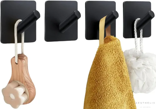 Vista 10 de Ganchos adhesivos para colgar, 4 unidades, ganchos para toallas para baño, ganchos adhesivos para paredes sin daños, gancho adhesivo