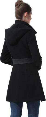 Vista 4 de BGSD Abrigo de lana con capucha Ivy para mujer (talla regular y grande y pequeña)