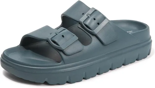 Vista 44 de FUNKYMONKEY - Sandalias bajas cómodas para mujer, hechas de etilvinilacetato, ajustables con hebilla doble