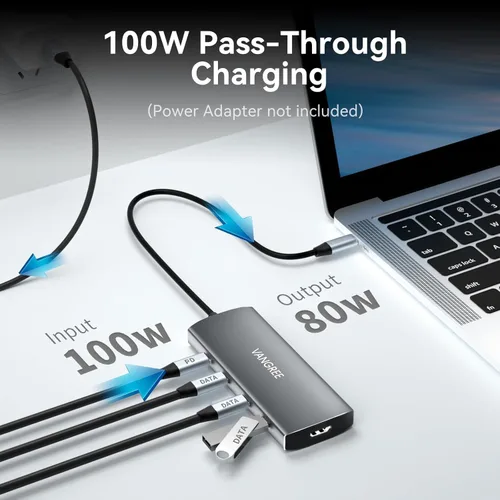 Vista 4 de VANGREE - Hub USB C 8 en 1, 3 USB-C+3 USB-A 3.2 10Gbps, 4K60Hz HDMI, 100W PD Adaptador multipuerto USB 3.2, extensor divisor USB C para MacBook