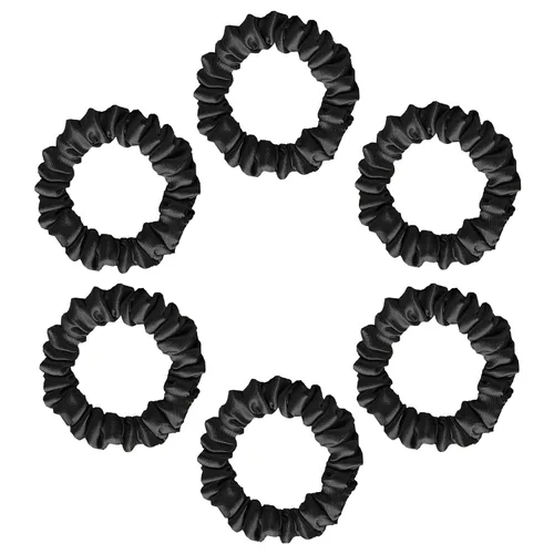 Vista 11 de Silvr Bear Paquete de 6 coleteros de satén de lujo, color negro, suaves, grandes para mujeres y niñas, bandas para el cabello grueso y rizado