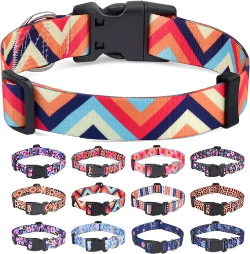 Vista 30 de Collar para Perros para Perros Pequeños y Gatos, Collar Suave y Cómodo para Mascotas para Perros Pequeños, Medianos y Grandes, Patrón Geométrico