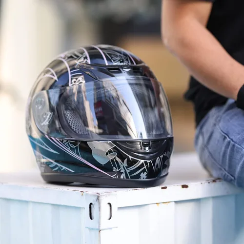 Vista 6 de SLMOTO - Casco de motocicleta de rostro completo para adultos, mariposa rosa y negra, con tapa abatible, para bicicleta de tierra y cuatrimoto