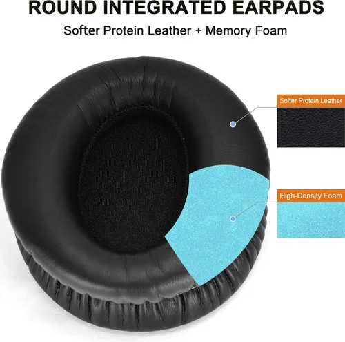 Vista 3 de Almohadillas redondas E7 – Espuma de repuesto compatible con auriculares COWIN E7 / E7 Pro con cancelación activa de ruido, cuero más suave, espuma