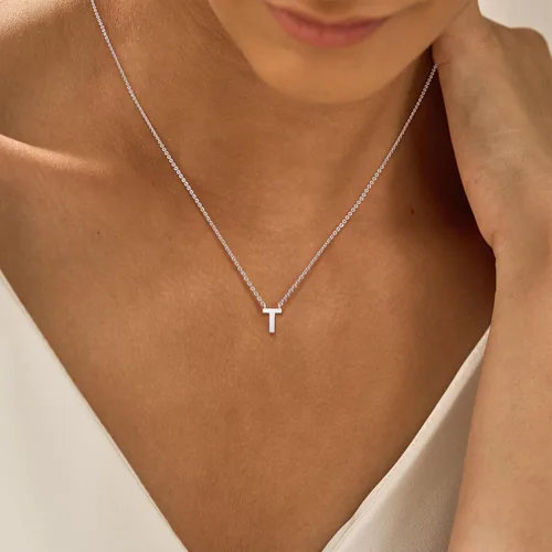 Vista 26 de Collares con iniciales para mujer, delicado collar de letra plateada con nombre personalizado con monograma, collar simple y lindo con inicial