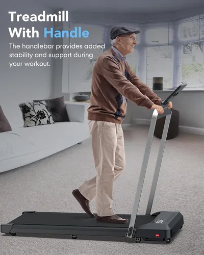 Vista 2 de WELLFIT Cintas de correr plegables 10% de inclinación, almohadilla para caminar debajo del escritorio