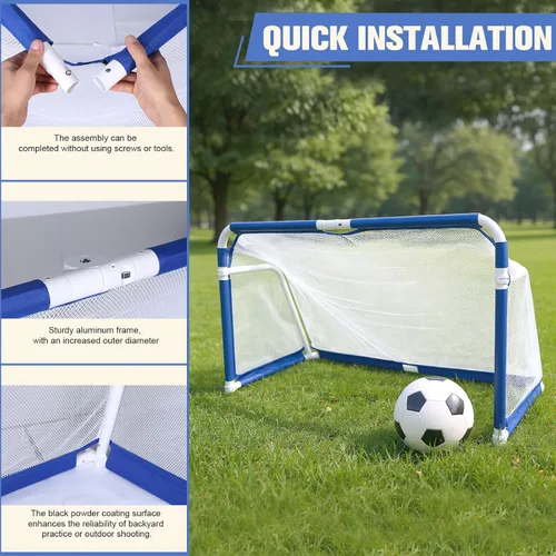 Vista 6 de Portería de fútbol plegable para jóvenes y niños, red de fútbol plegable portátil, portería de fútbol para el hogar, al aire libre