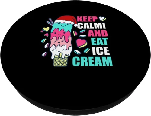 Vista 2 de Keep Calm And Eat Ice Cream Christmas Pajama Dessert X-Mas PopSockets Swappable PopGrip
