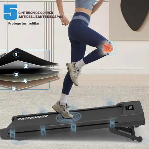 Vista 7 de PACEROCKER Walking Pad Treadmill with 12% 9-Level Auto Incline, 450 lbs Capacity Bluetooth Speaker Under Desk Treadmills for Home Hiking